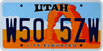 UT license plate W505ZW