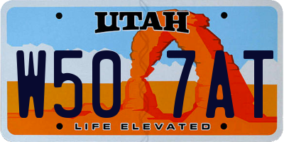 UT license plate W507AT