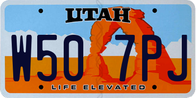 UT license plate W507PJ