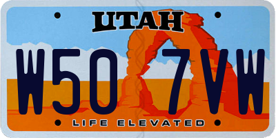 UT license plate W507VW