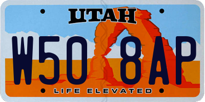 UT license plate W508AP