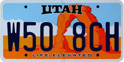 UT license plate W508CH