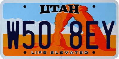 UT license plate W508EY