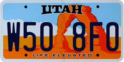 UT license plate W508FO