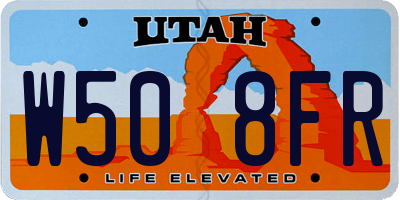 UT license plate W508FR