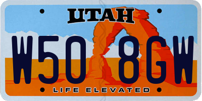 UT license plate W508GW