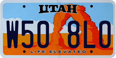 UT license plate W508LO