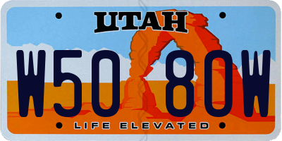 UT license plate W508OW