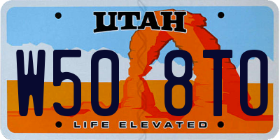UT license plate W508TO
