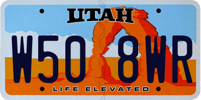 UT license plate W508WR