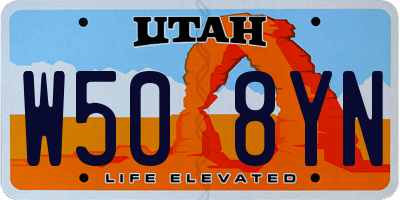 UT license plate W508YN