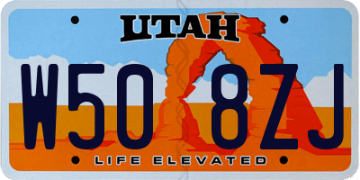 UT license plate W508ZJ