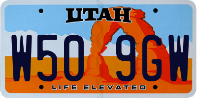 UT license plate W509GW