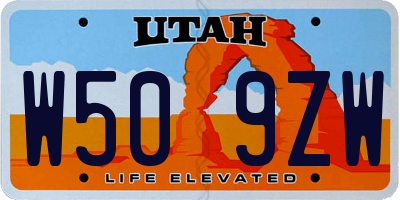 UT license plate W509ZW