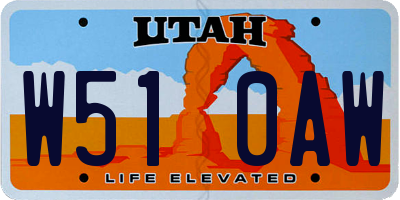 UT license plate W510AW