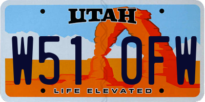 UT license plate W510FW