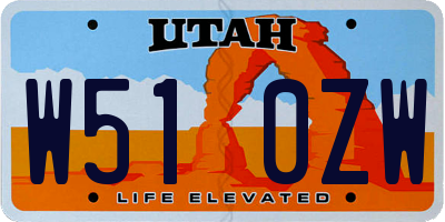 UT license plate W510ZW