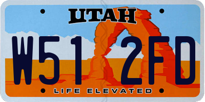 UT license plate W512FD