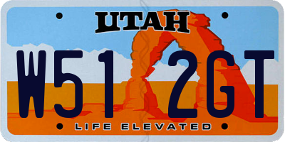 UT license plate W512GT