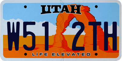 UT license plate W512TH