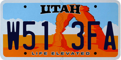 UT license plate W513FA
