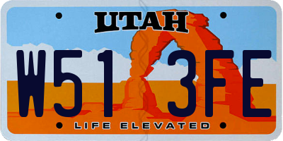 UT license plate W513FE