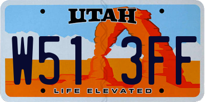 UT license plate W513FF