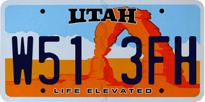 UT license plate W513FH
