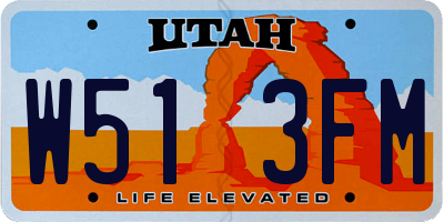 UT license plate W513FM