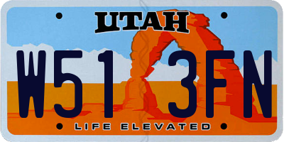 UT license plate W513FN