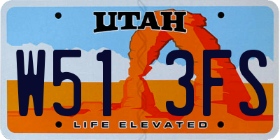 UT license plate W513FS