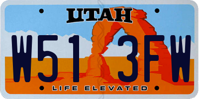 UT license plate W513FW