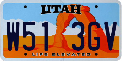 UT license plate W513GV