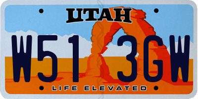 UT license plate W513GW