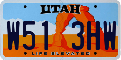 UT license plate W513HW