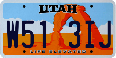 UT license plate W513IJ