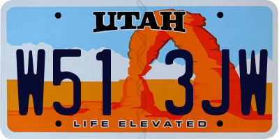 UT license plate W513JW