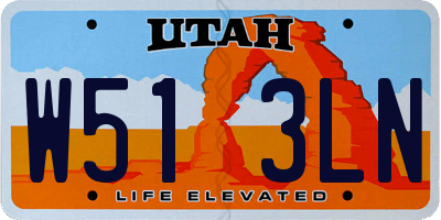 UT license plate W513LN