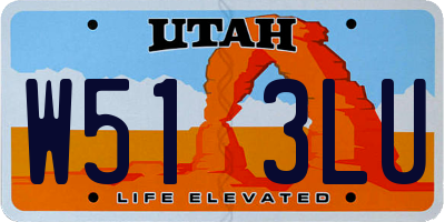 UT license plate W513LU