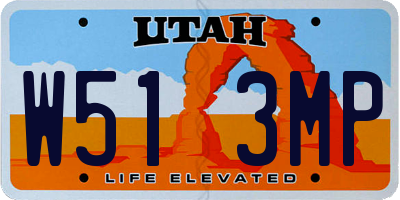 UT license plate W513MP