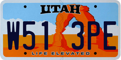 UT license plate W513PE