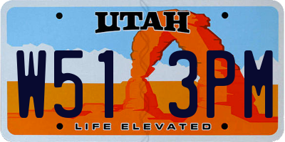 UT license plate W513PM