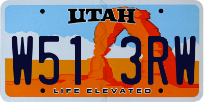 UT license plate W513RW