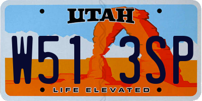 UT license plate W513SP