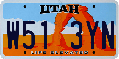 UT license plate W513YN