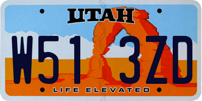 UT license plate W513ZD