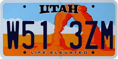 UT license plate W513ZM