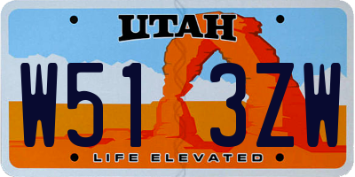 UT license plate W513ZW