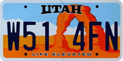 UT license plate W514FN