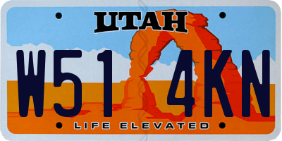 UT license plate W514KN
